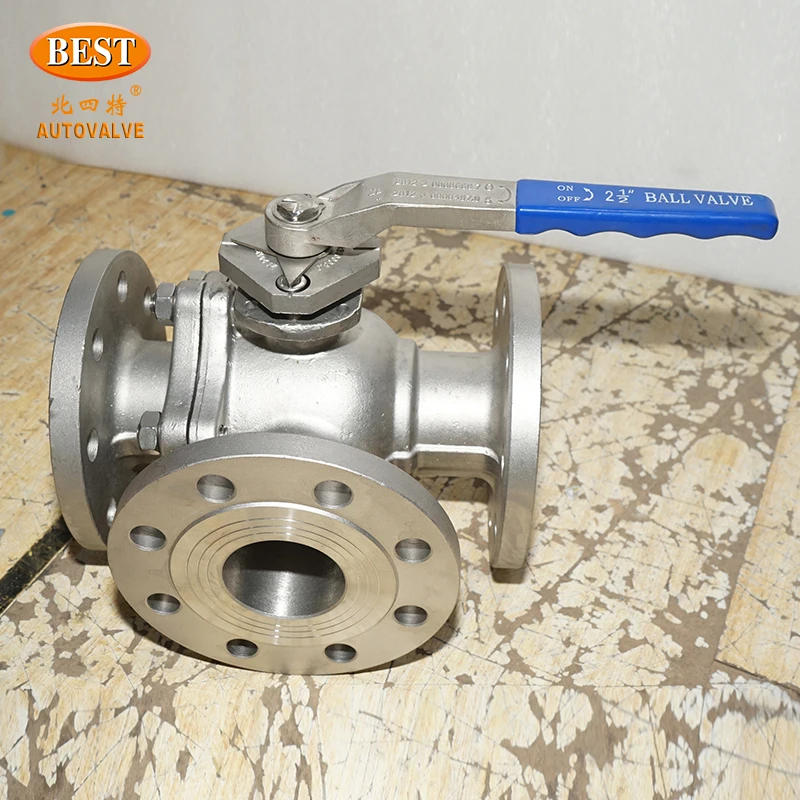 Q4232-B Three Way L Type Stainless Steel Flange Ball Valve