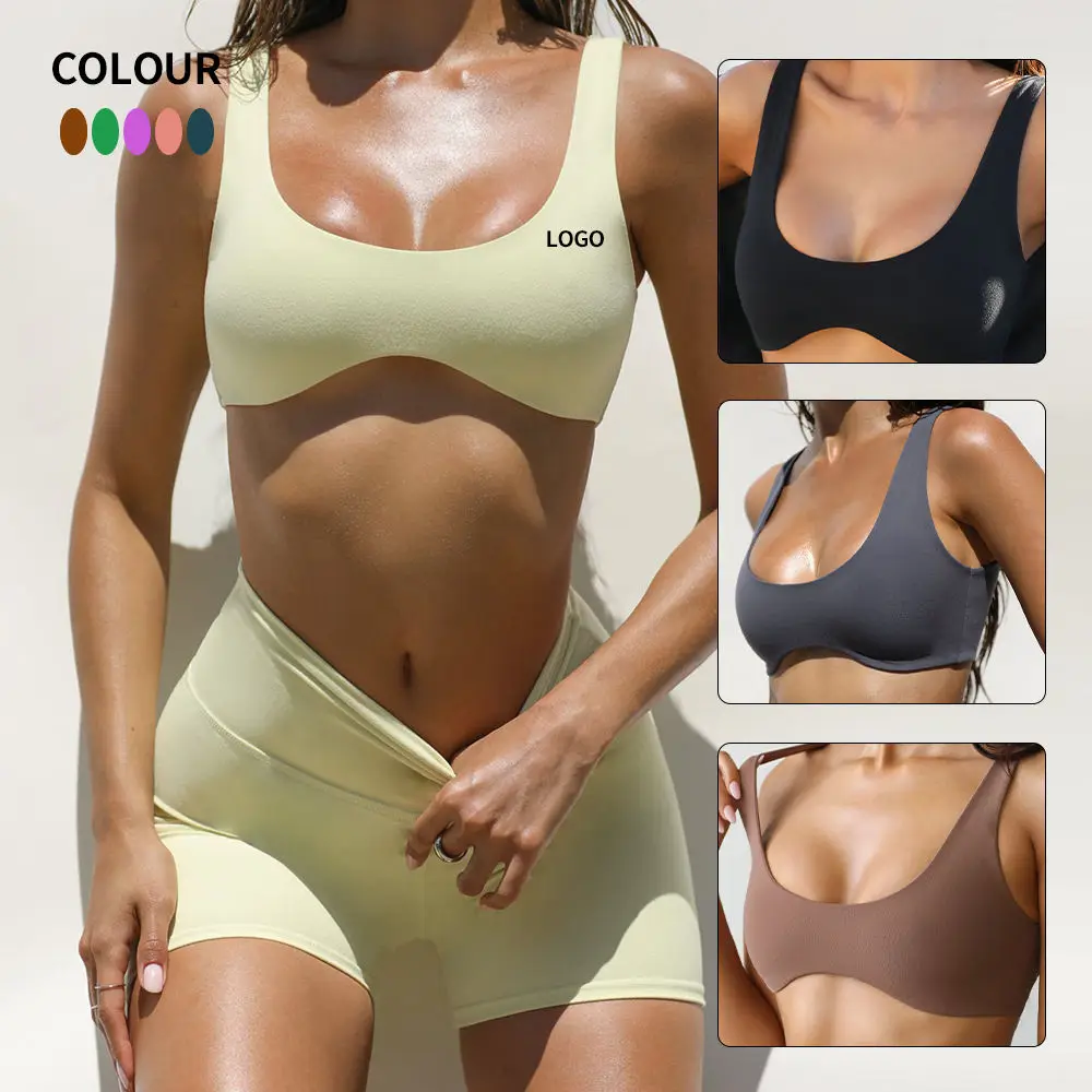 Custom Women Workout Soft Compression Stretchy Supportive Open Cross Back Sports Bra With Padding Yoga Bra