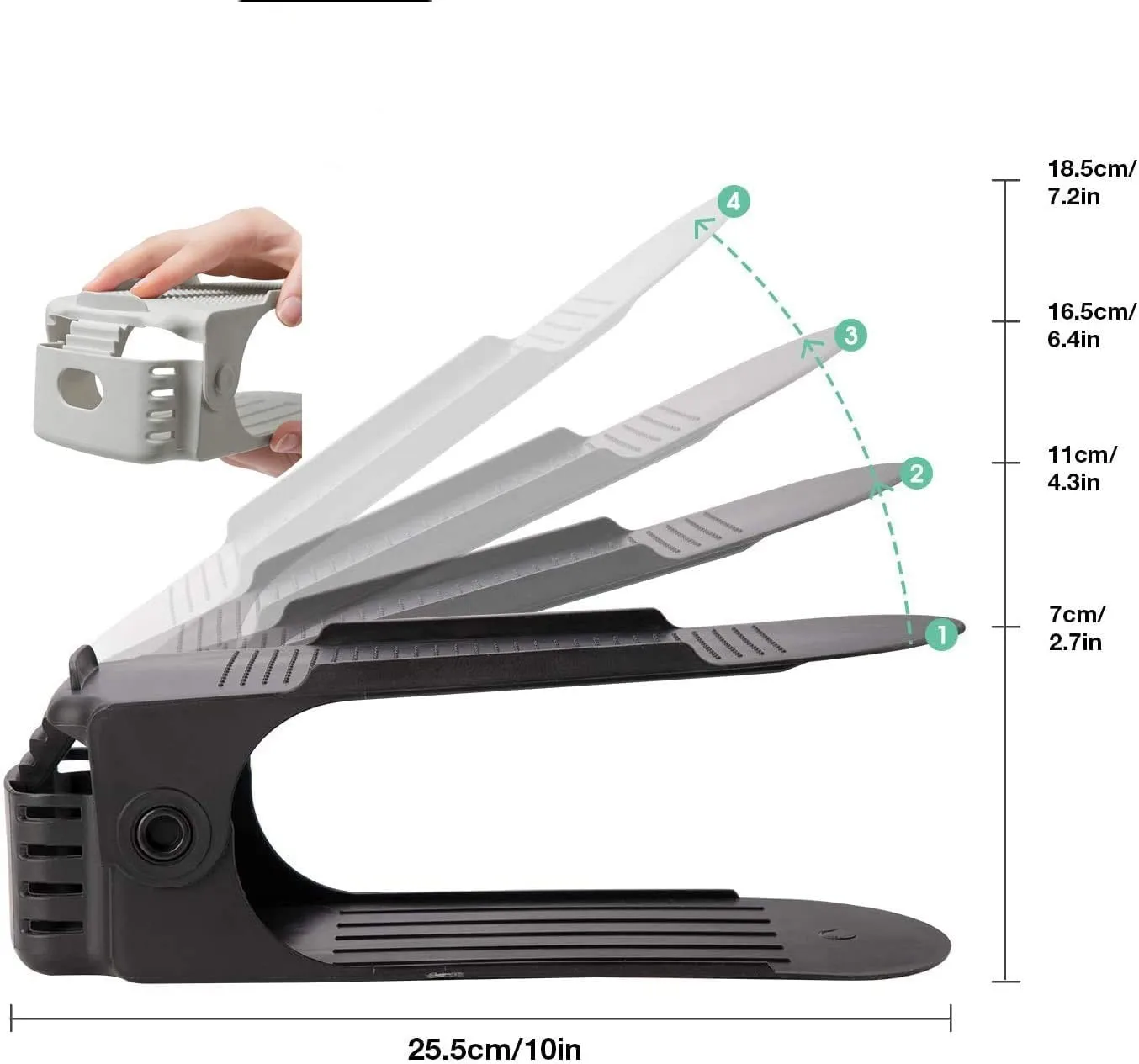 Shoe Slots Organizer Shoe Organizer for Closet Adjustable 4 Level Space Saver Double Deck Shoe Rack Holder for Closet