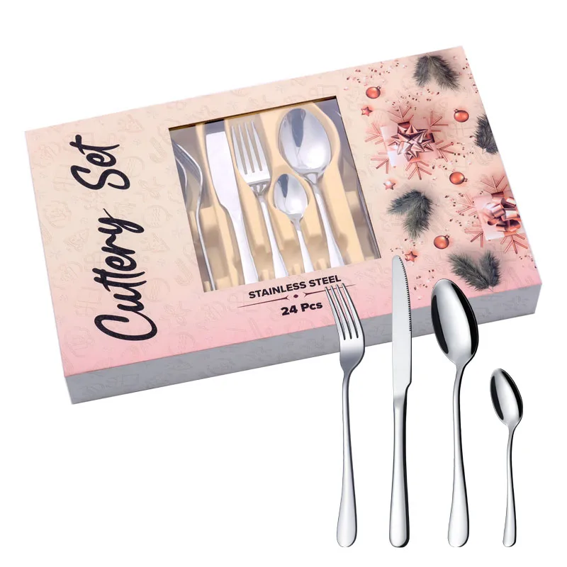 Christmas Party 24pcs Stainless Steel 304 Banquet Tableware High Quality Breakfast Buffet Tableware  for Hotel