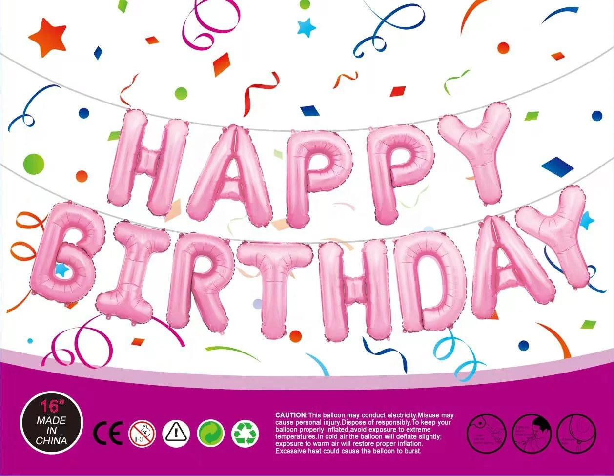 TLX 11 Year Party Decoration Supplier Wholesale 16 inch HAPPY BIRTHDAY Letters Foil Helium Alphabet Party Balloons Banner Set