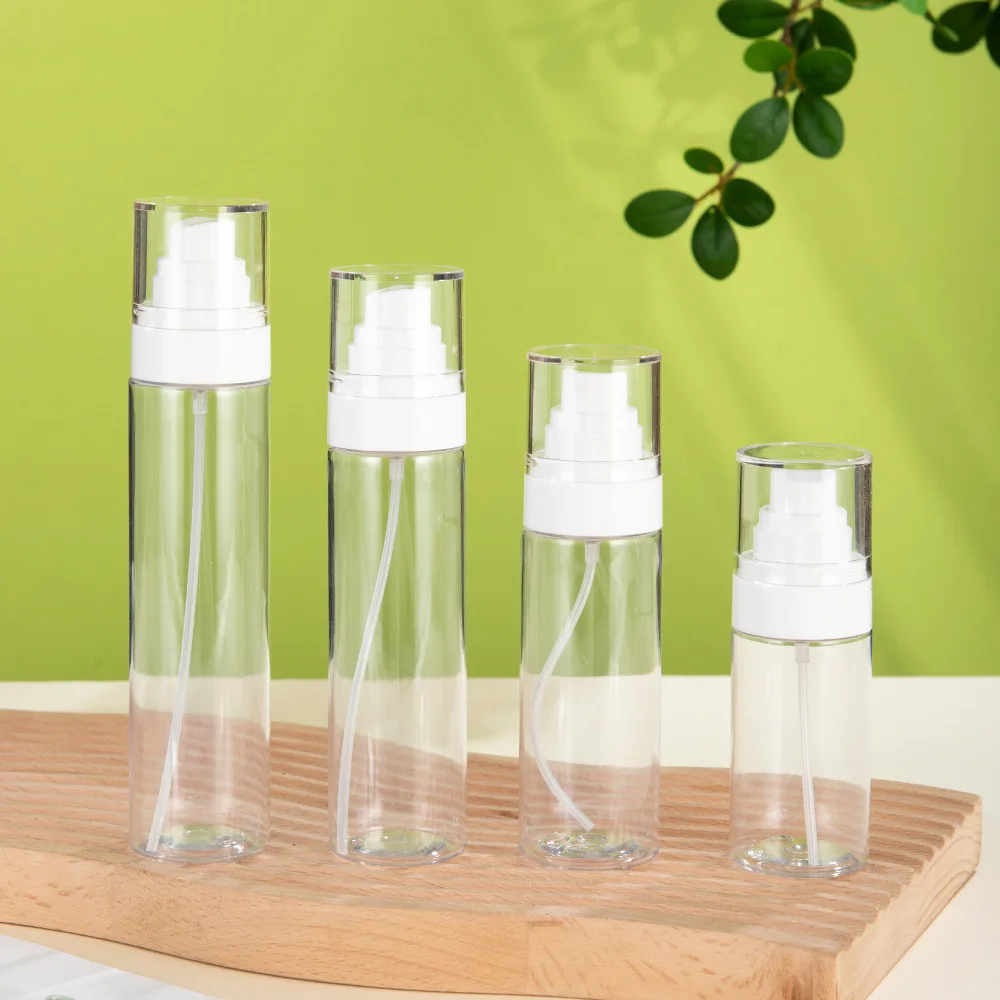 60ml 80ml 100ml 120ml clear cosmetic pet plastic spray bottle Empty mist spray pump bottles  with rose gold silver black pump