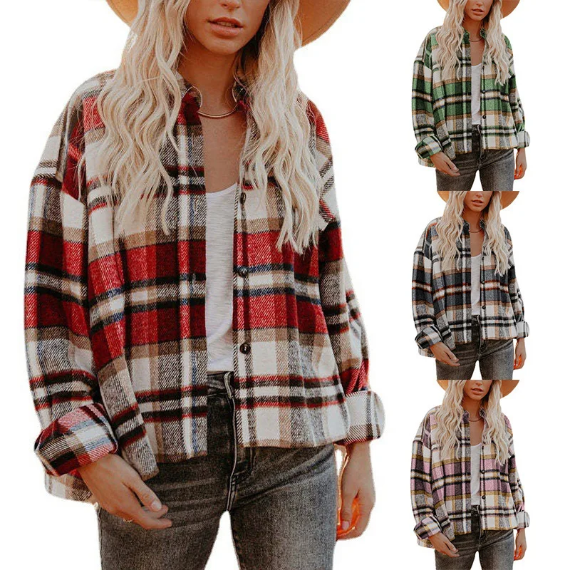 Wholesale New Arrivals Fashion Ladies Warm Casual Wear Long Sleeve Custom Women Plaid Flannel Shirts