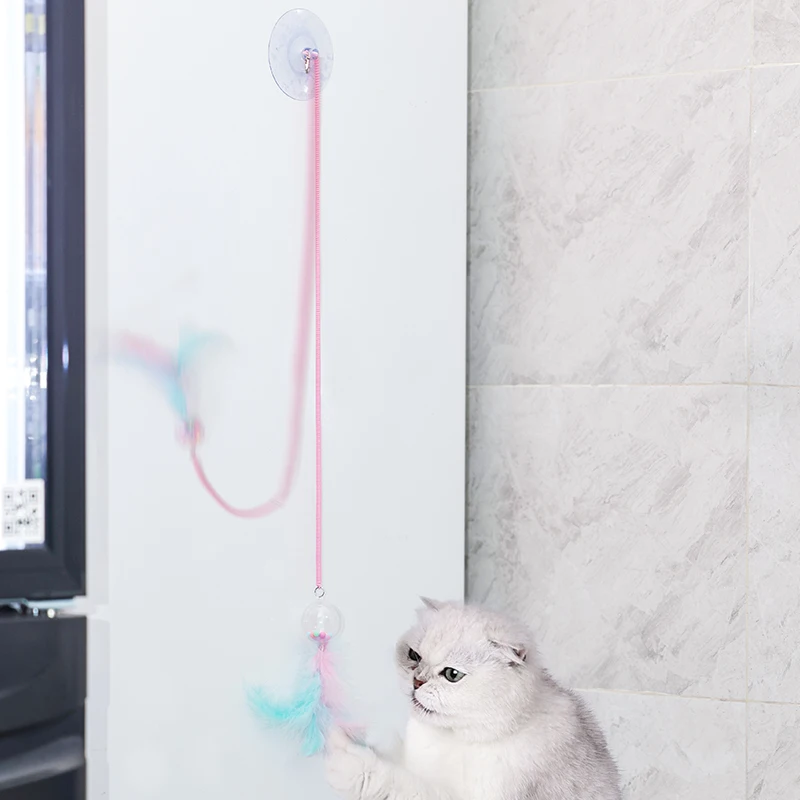 Wholesale high elastic fluffy feather new cat interactive toys  soft toy