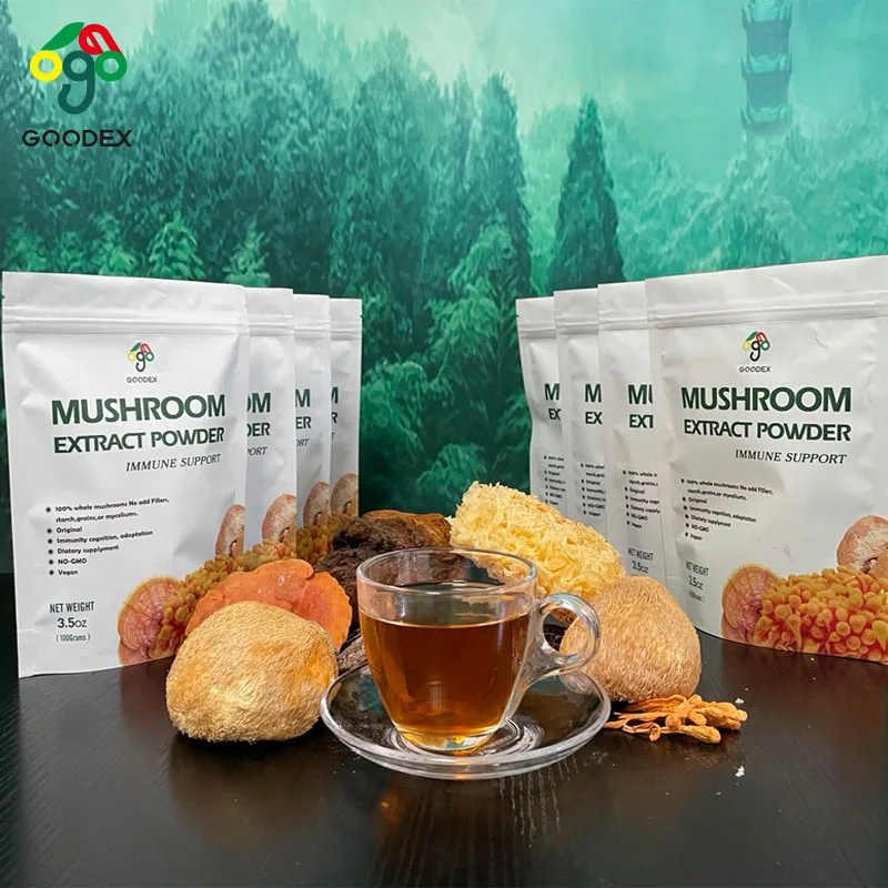 6 in 1 Powerful Mushroom Extract Powder  -Lions Mane, Reishi, Cordyceps, Chaga, Turkey Tail, Maitake extract