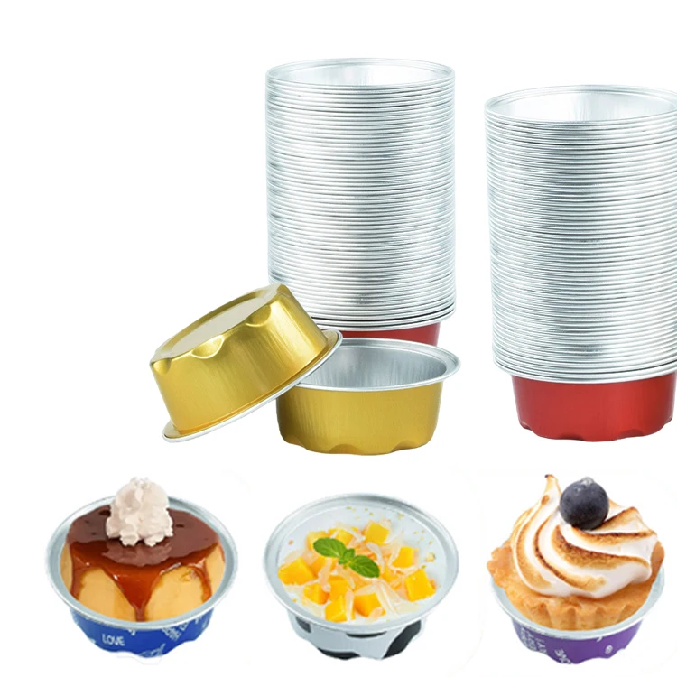 Environmentally Friendly Mini round Aluminium Foil Containers with PP Plastic Lid for Baking Pattern Pulp Material