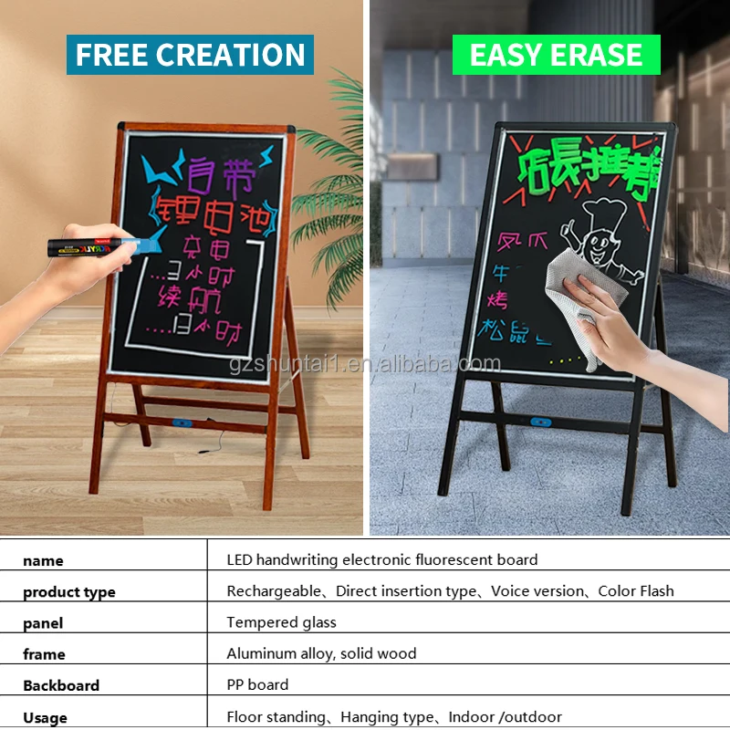 Factory Maker 7 Color Fluorescent Neon Diy Menu Message Advertising Glow Erasable Led Writing Sing Board