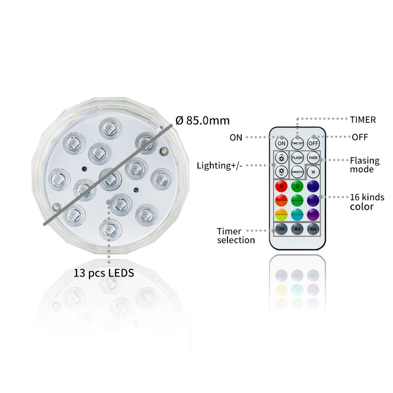 
Magnetic Suction RGB 21 color Underwater dive submersible Pool led Lights with IR Remote Control for Above Ground swimming pool 