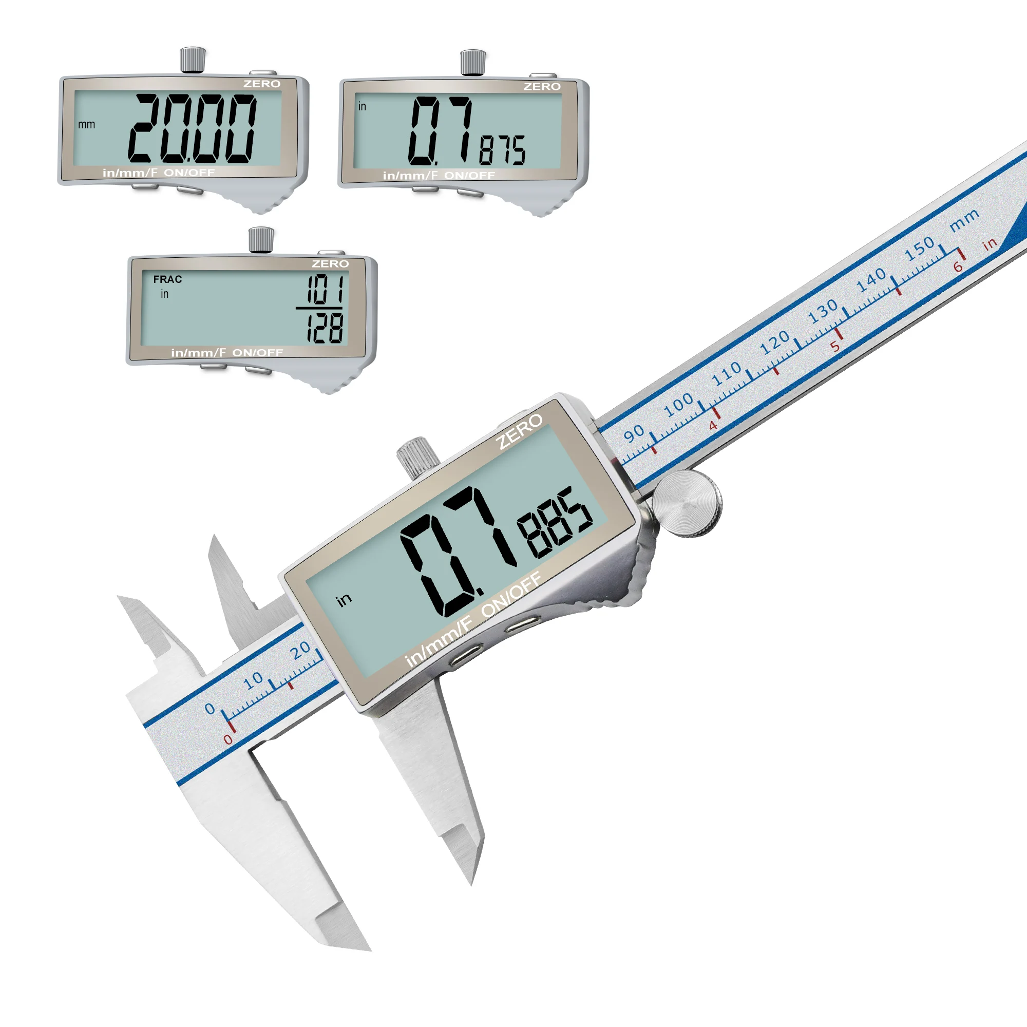 Professional Manual large LCD screen digital vernier caliper Precision Measure Metal 150mm 6 inch Steel digital vernier caliper