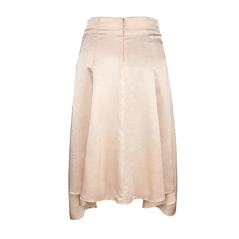 All-match color summer skirt custom-made luster shiny mid-knotted design skirt
