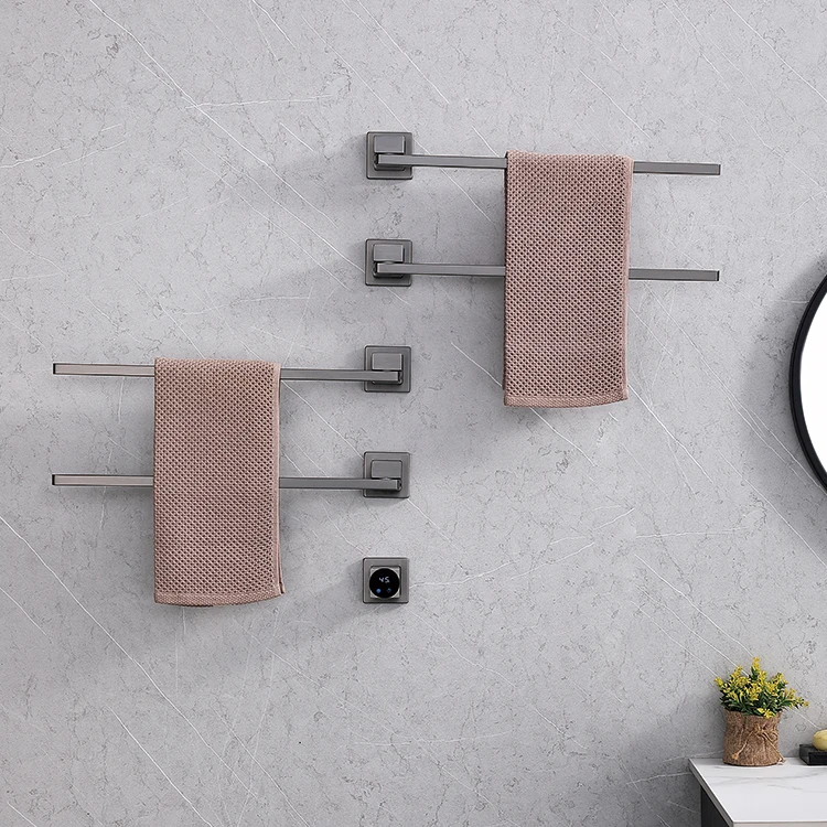 Kidolux 2024 New Design Professional Concealed Grey Bathroom Wall Heater Ac Towel Warmer Heated Electric Towel Rail Rod