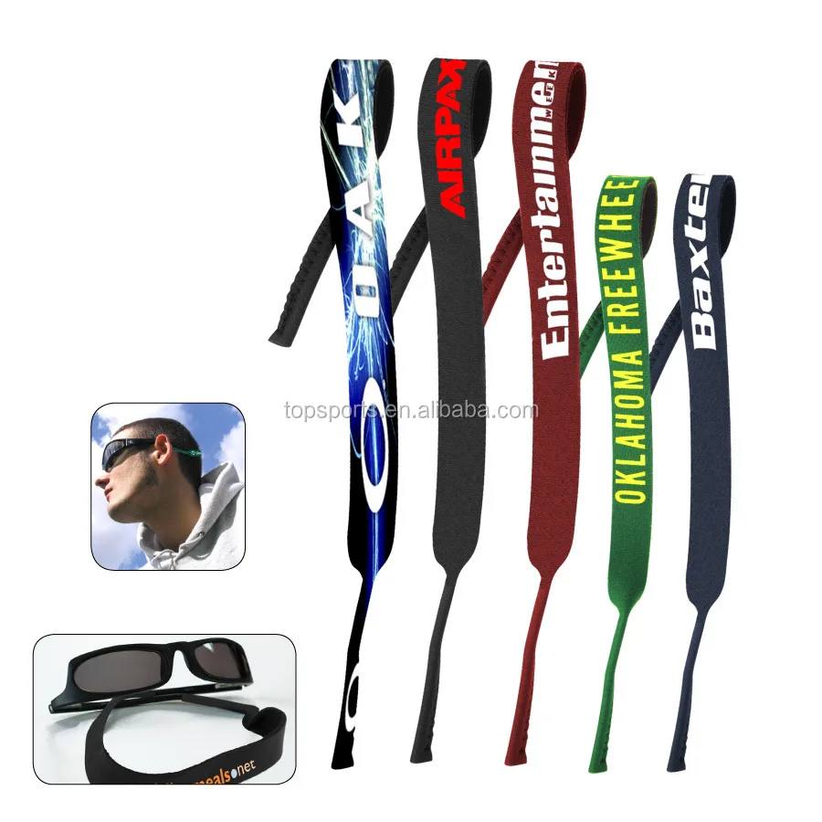 Custom Logo Printed Sublimation Sport Adjustable Neoprene Glasses Neck Strap Lanyard Neoprene Sunglasses Eyeglass Strap