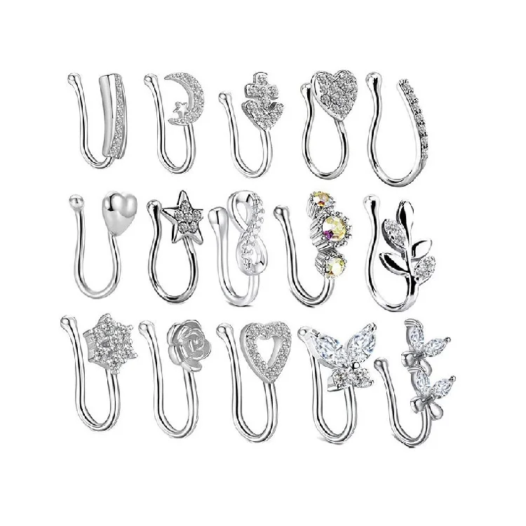 Nose Cuff Non Piercing Stainless Steel Jewelry Gold Plated Silver Dangle Nose Ring Butterfly Jewelry Nose Clip