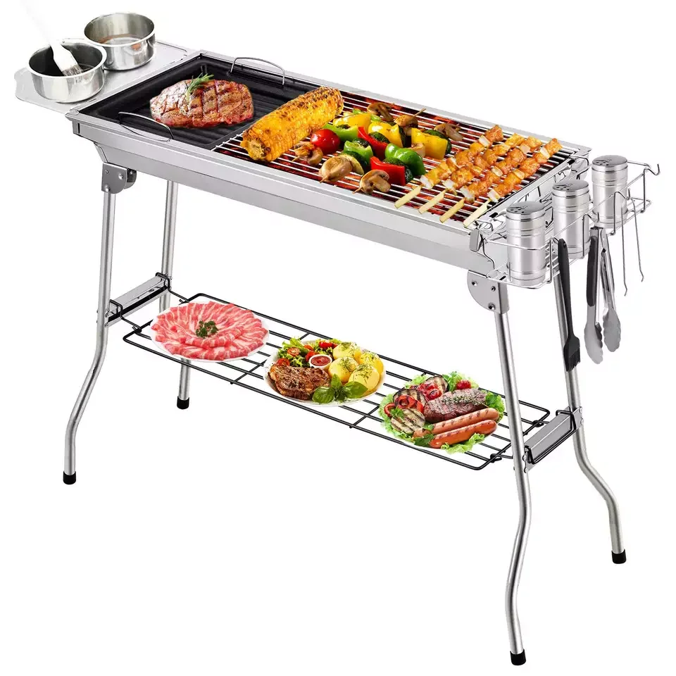 3-5 People Stainless Steel Folding Outdoor Camping Portable barbecue Charcoal Bbq Grill