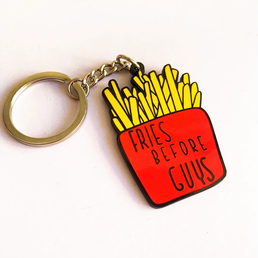 custom metal food french fries hamburger pizza food key chain promotional gift pendant keychain for gifts