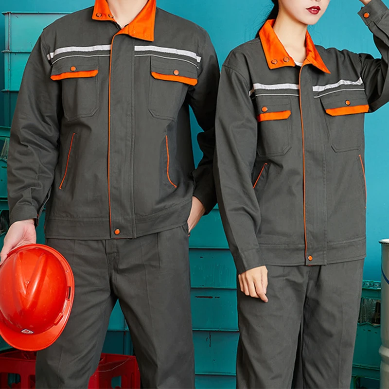 Welder Auto Repair Shop Logistics Handling Clothes Gas Station Labor Protection Clothing Uniforms Sets with reflective stripe