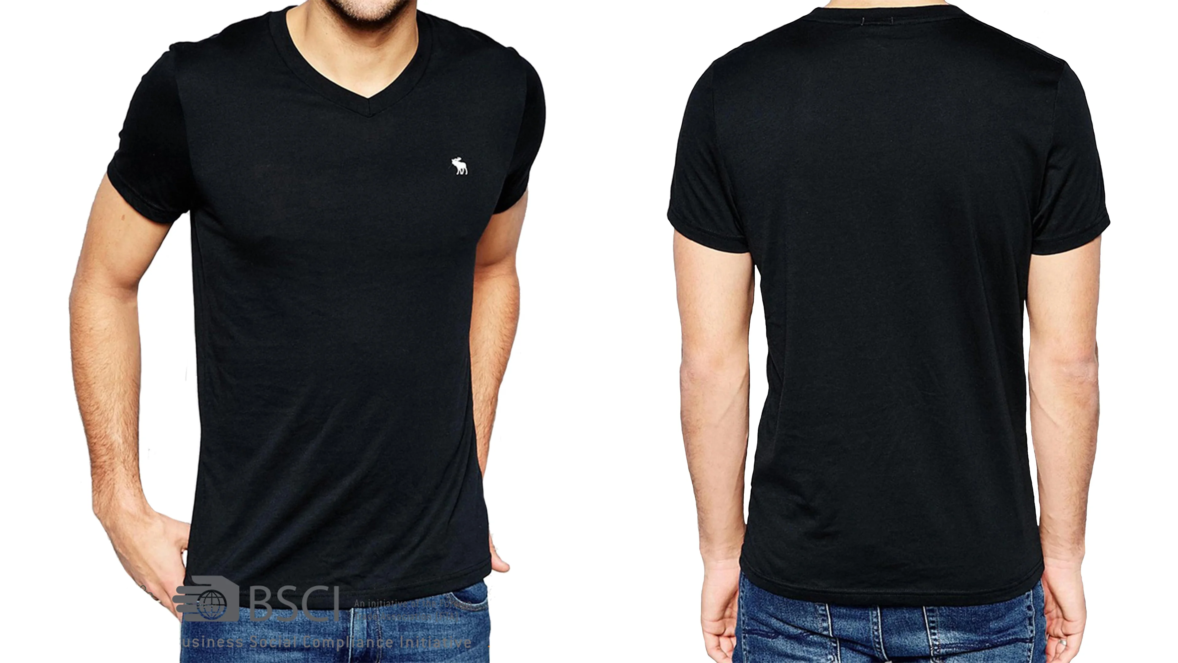 Eco friendly 100% organic cotton comfortable regular fit v-neck t-shirt for men bangladesh wholesale clothing online shopping