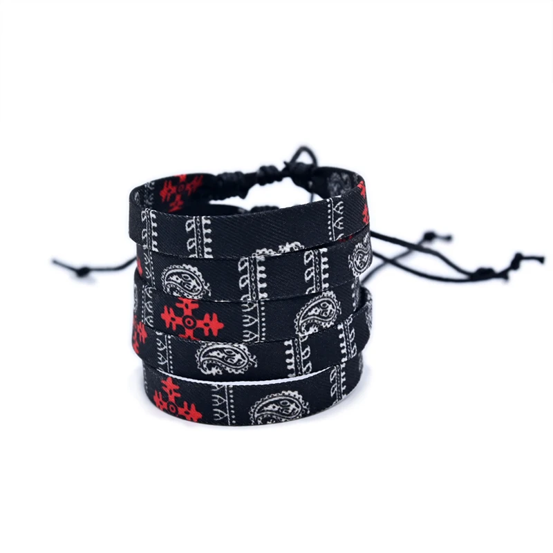 YYK001 Arabic Scarf Style Accessories Ribbon Braided bracelet Red traditional pattern rope geometric pattern bracelet