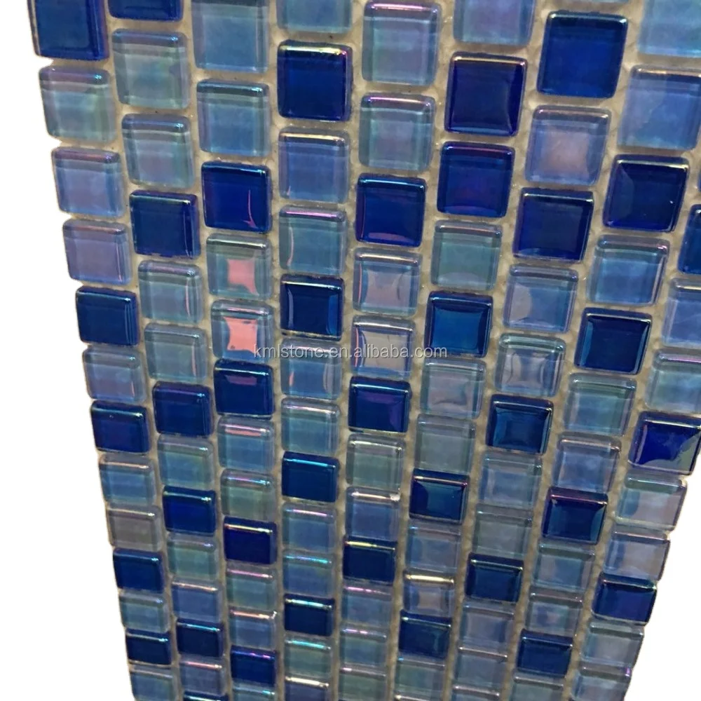 swimming pool tile blue glass mosaic with low price
