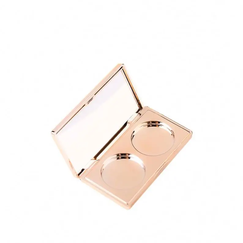 Hot sale Rose Gold Metalized Plastic eye shadow Eye shadow case Makeup Palette eyeshadow Empty Eyebrow Case With Mirror