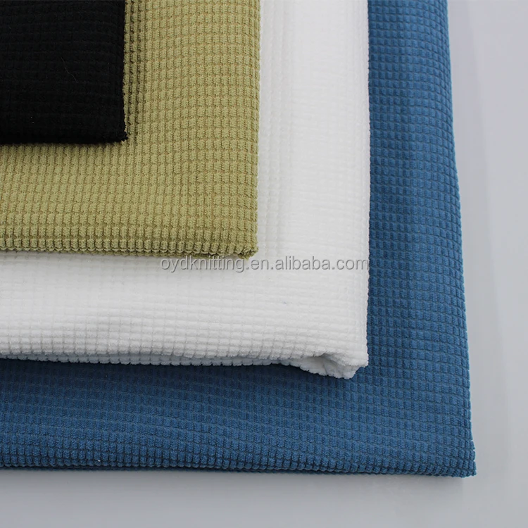 100%Polyester Fabric 200gsm Waffle Knitted Polyester Fabric Dyed Waffle Knit Fabric