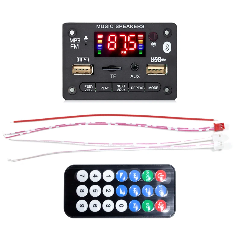 Newest car USB MP3 FM Radio player 12V Decoder board with 2*40W Amplifier