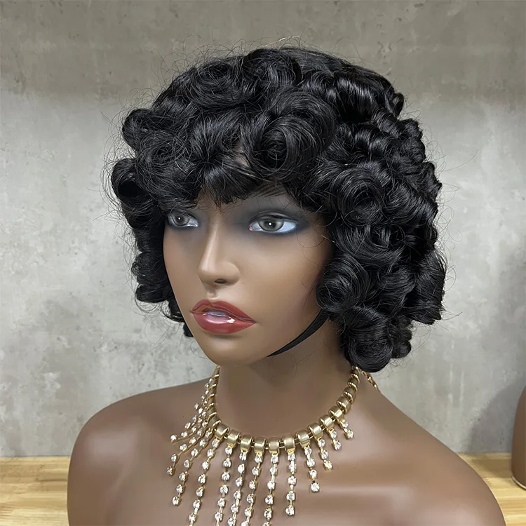 Wholesale Remy Hair Quality Lawyer Curly  Fringe  Human Hair Wig