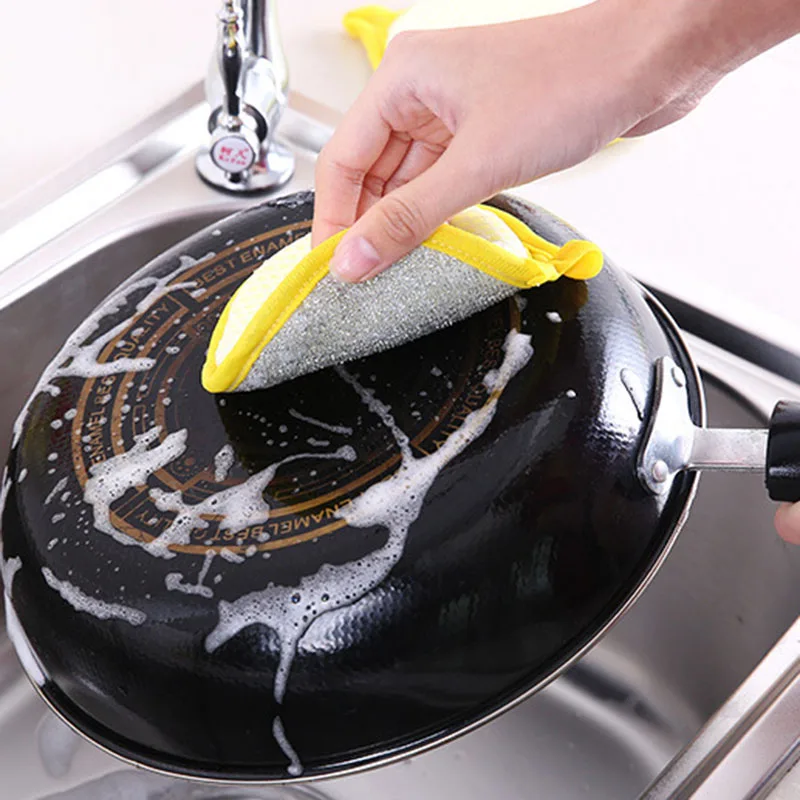 Wholesale Magic Double-sided Kitchen Dish Washing Cleaning Sponge Round Sponge Pads