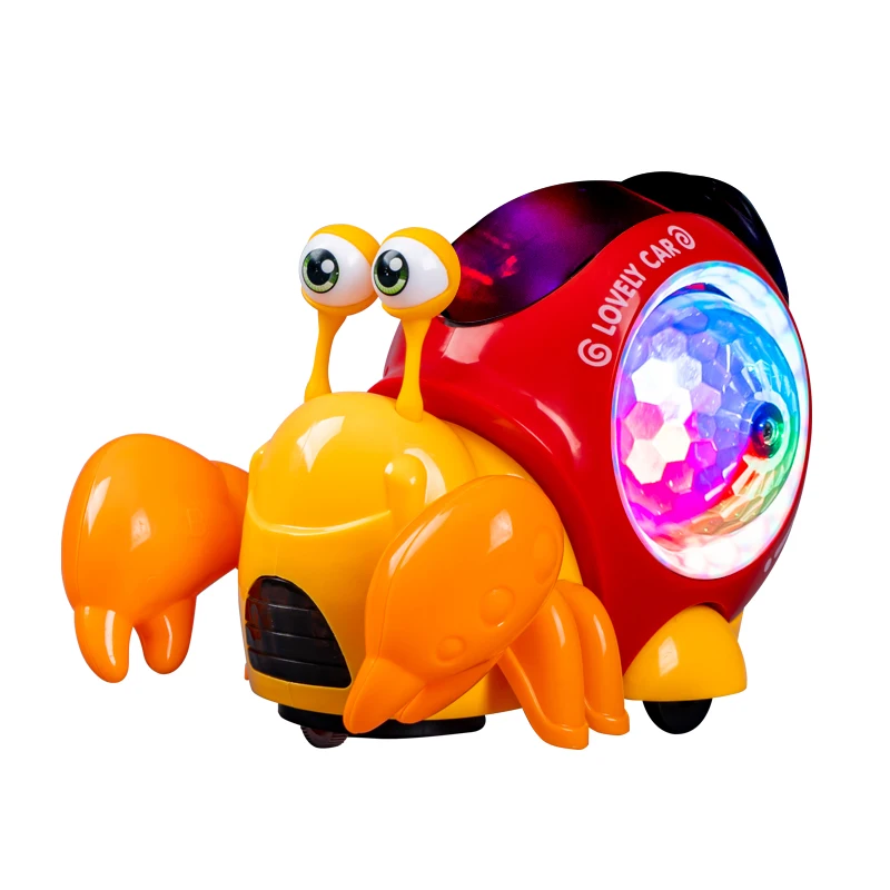 Kids Electric pet Sensory Universal Walking Transparent Projection Baby Colorful Flashing Musical Hermit Crab Toy