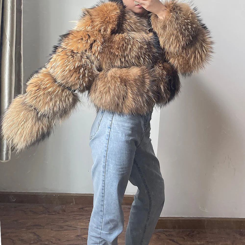 Black Friday Sale QIUCHEN QC1862 2021 HOT SALE Winter Women Luxury Fluffy Jacket Fashion Real Fox Raccoon Fur Coat
