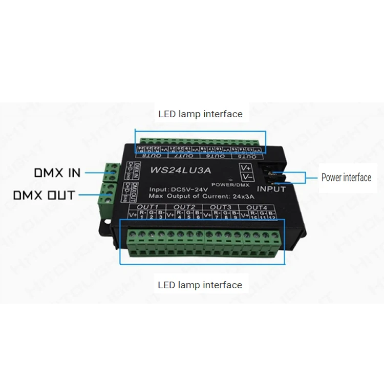  DMX512 декодер 24-канальный красочные огни RGB с сценические освещения led контроллер