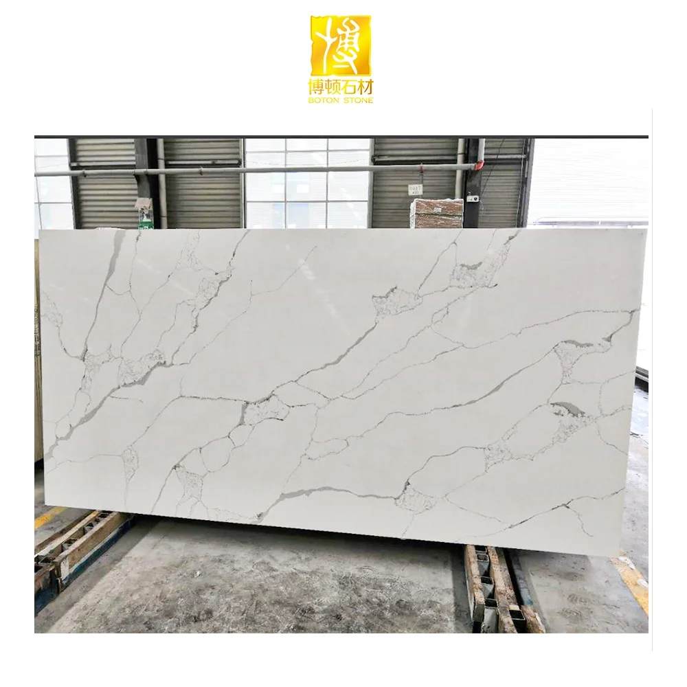 BOTON STONE Factory Supplier Modern Artificial Stone White Calacatta Slabs Countertop Quartz Tiles