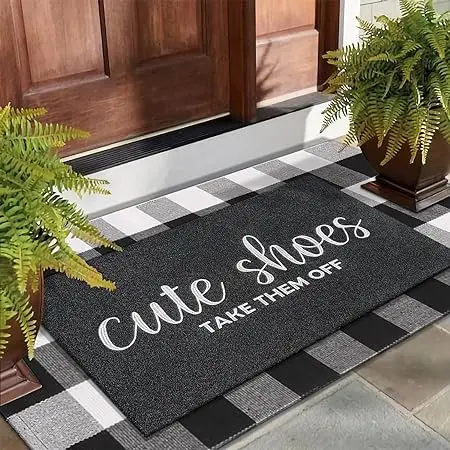 Embroidery Indoor Floor Welcome Doormat Cute Shoes Take Them Off Outdoor Rectangular Rubber Non Slip Custom Door Mat for Hallway