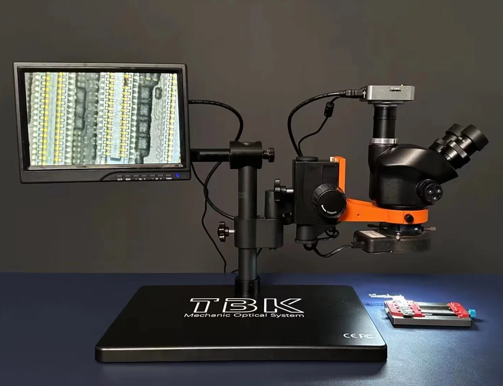 TBK 701 Electron Trinocular Stereo Microscope Portable Mobile Optical Continuously Rotating CCD Camera For Mobile Maintain Tool