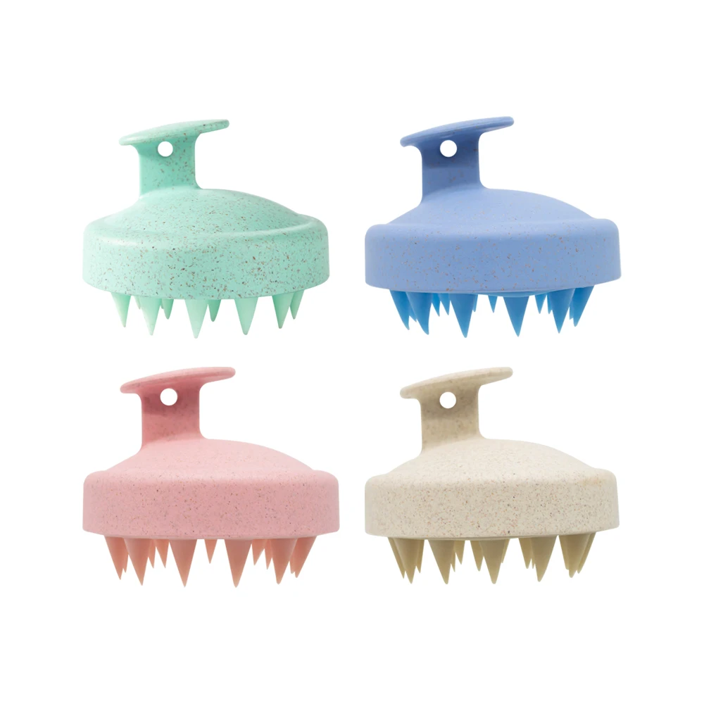 Gloway Manufacturer Soft Silicone Care Scalp Massager Hair Brush Custom Logo Wheat Straw Hair Shampoo Brush
