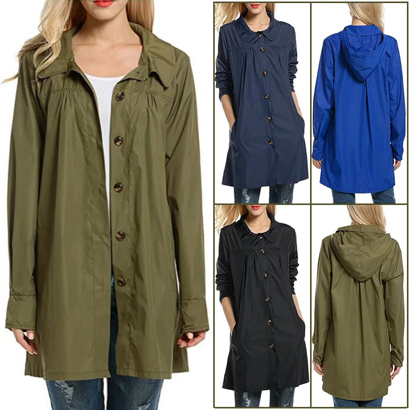 
Women fashion windbreaker army green jacket raincoat for women 