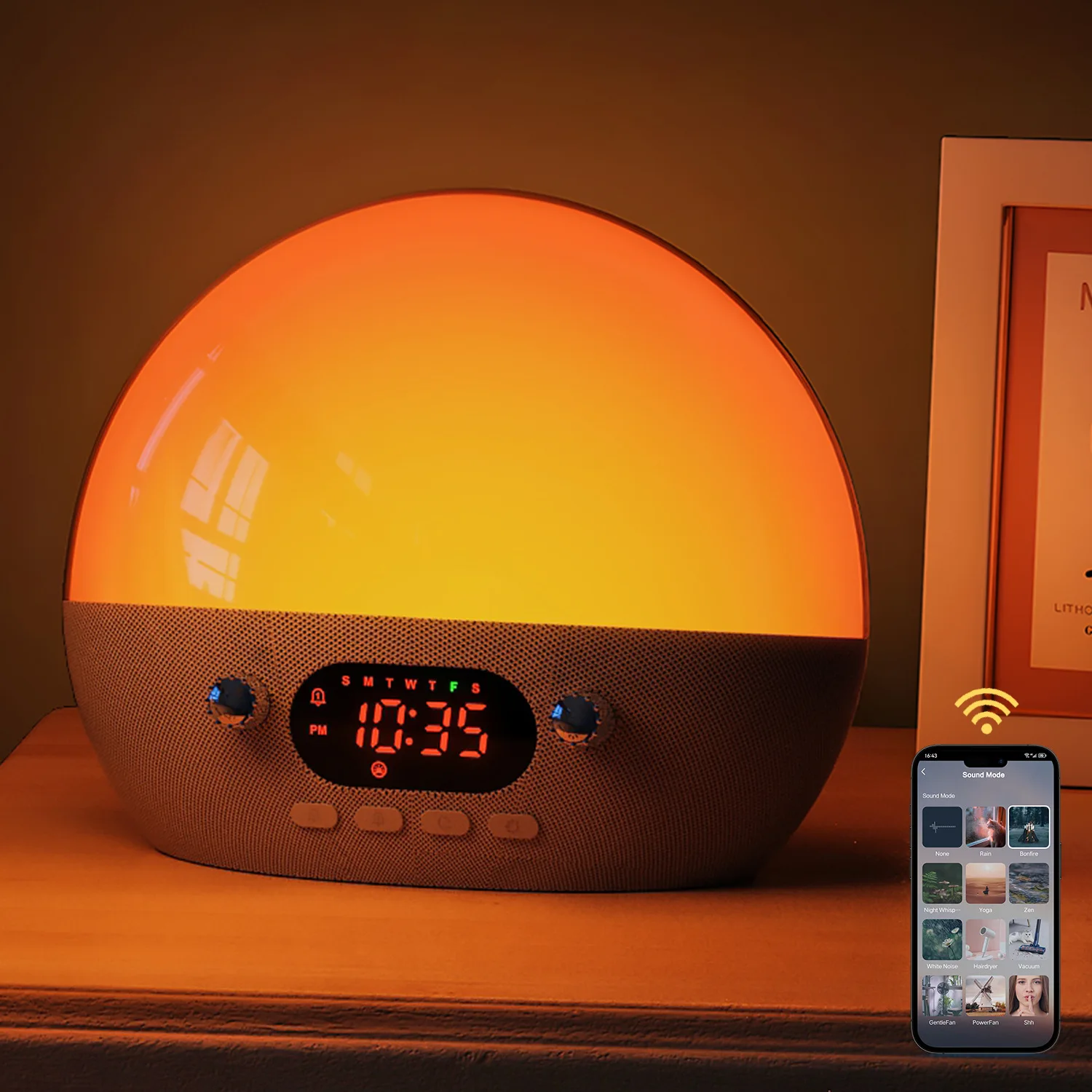 Analog Sunrise Wake up Light White Noise Sleeping Ambient  Bluetooth Music Smart Night Light Alarm Clock Speaker Lights