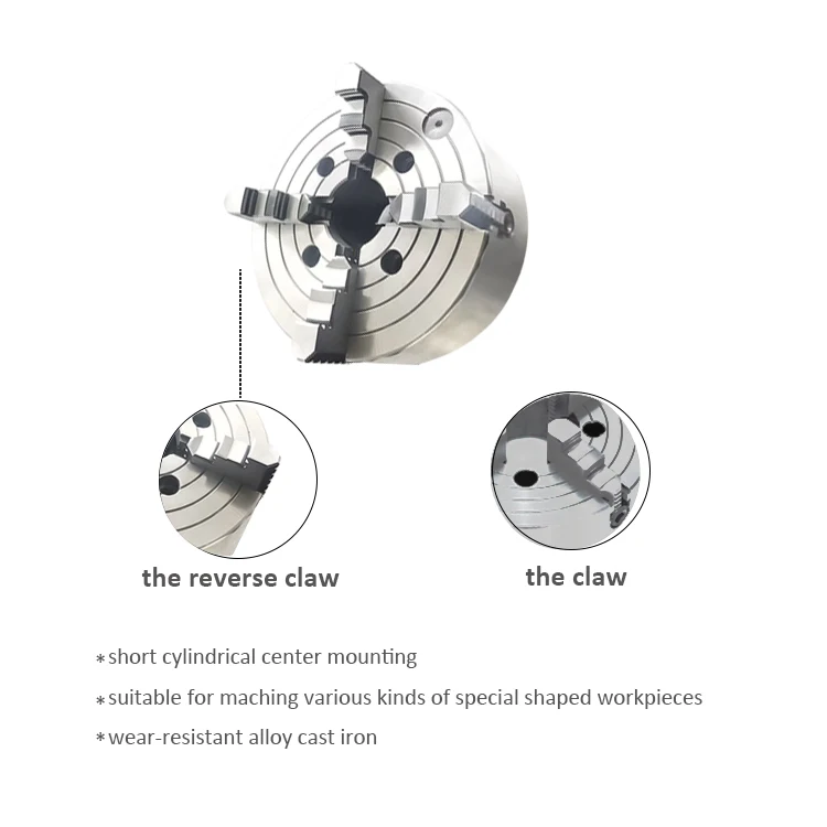 WISDOM Tool Lathe Machine Attachment Four Jaws Chucks Stainless Steel Replaceable Independent Chuck