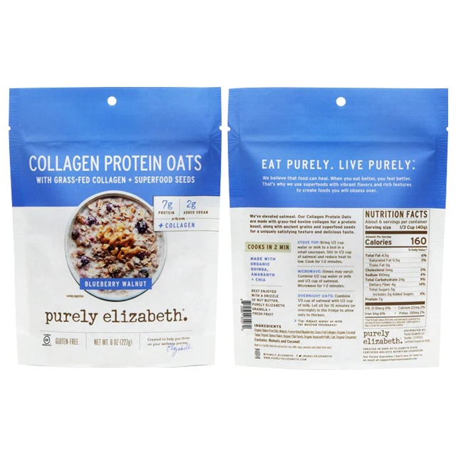 Wholesale custom 400g Moistureproof ziplock stand up pouch dried fruit flour cereal Fast food oatmeal packaging bags