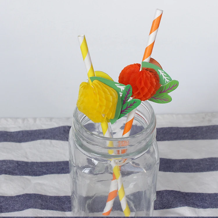 
Orange lemon paper straws garland fruit paper straws honeycomb honeycomb straws party decoration supplies 