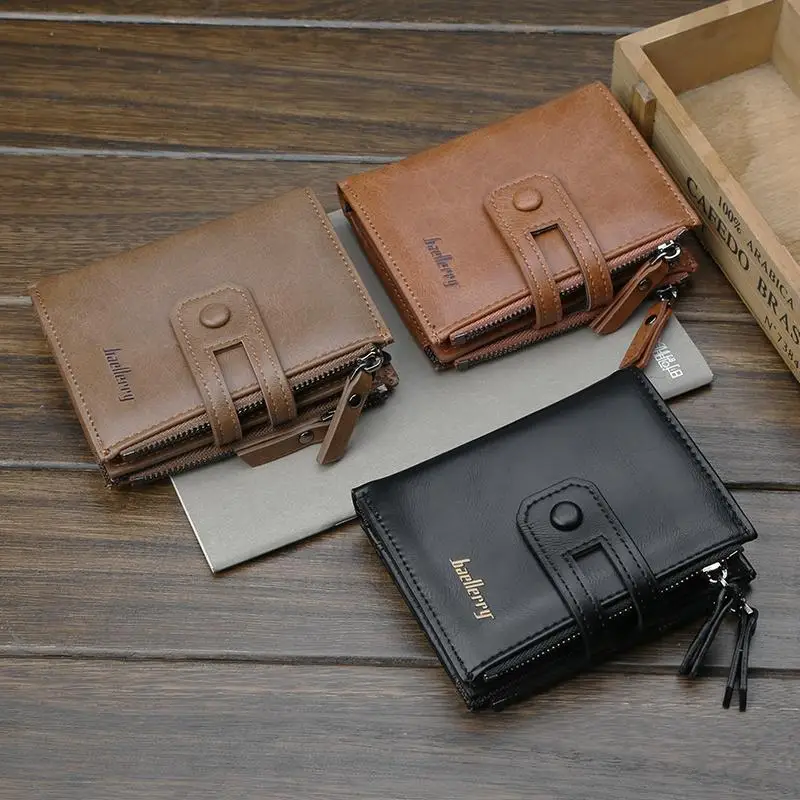  2021 baellerry hot selling zipper men pu leather wallet card