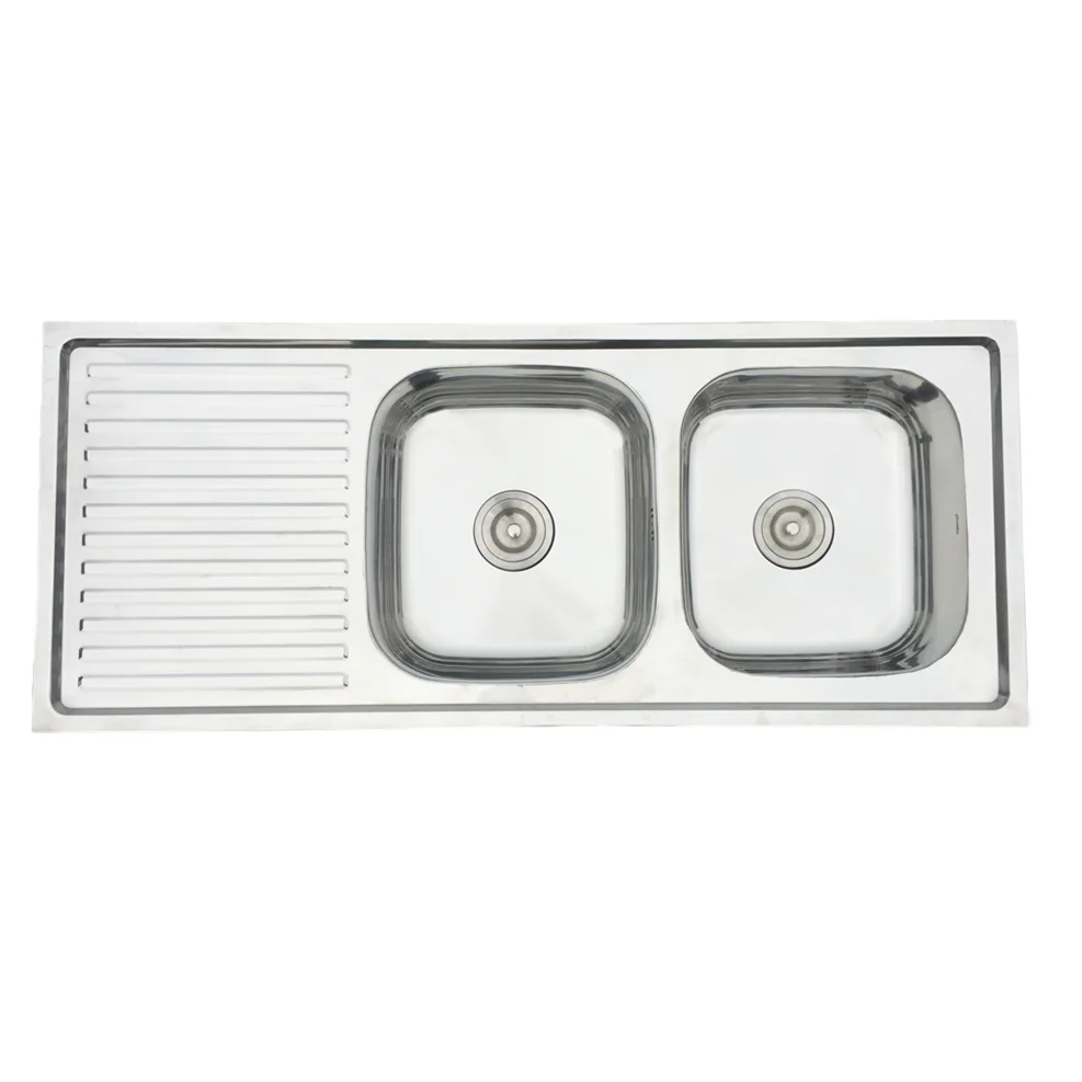 Double Bowl Kitchen Sink with Drainboard - 12050