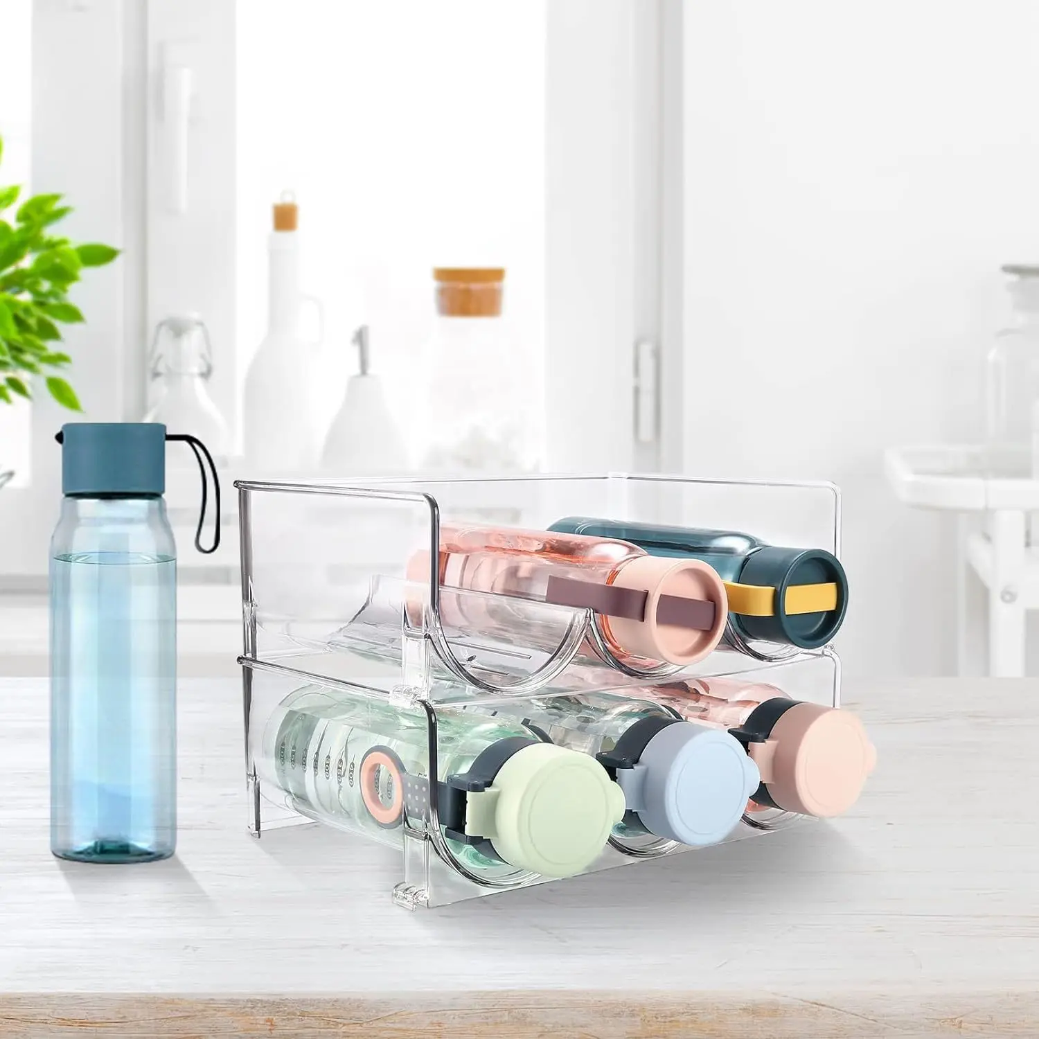 Hot Sale Cabinet Water Bottle Refrigerator Organizer Removable Wine Rack for Cabinets Kitchen Pantry and Locker Organizer