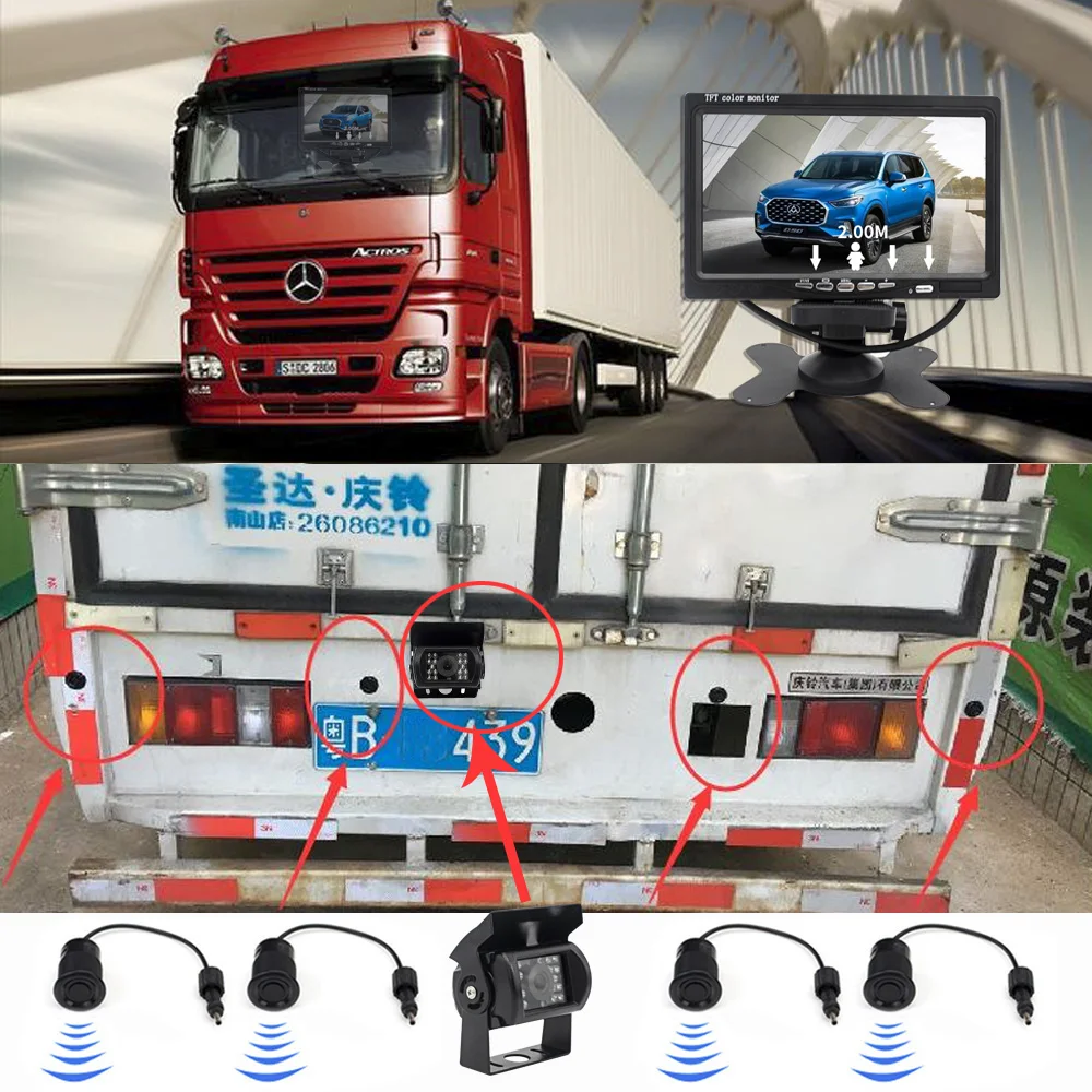LCD displays include Wireless Parking Aid Sensor With Recording 4 Ways Truck Camera Systemy for Cart Parking Sensor Images
