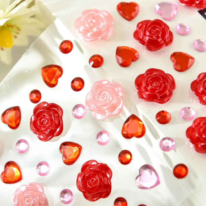 DIY Crystal gemstone sticker Diamond rhinestone heart flower sticker for decoration scrapbook