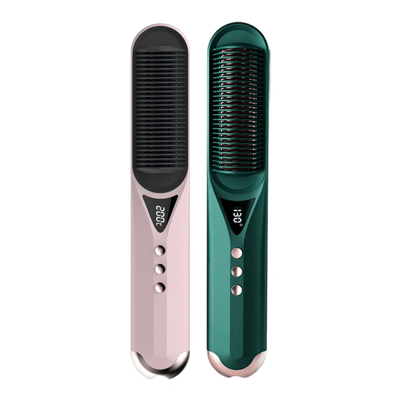 2022 Professional Hair Comb Straightener Wireless Lazy Curly Hair Comb One Step Hair Straightener Styling Comb