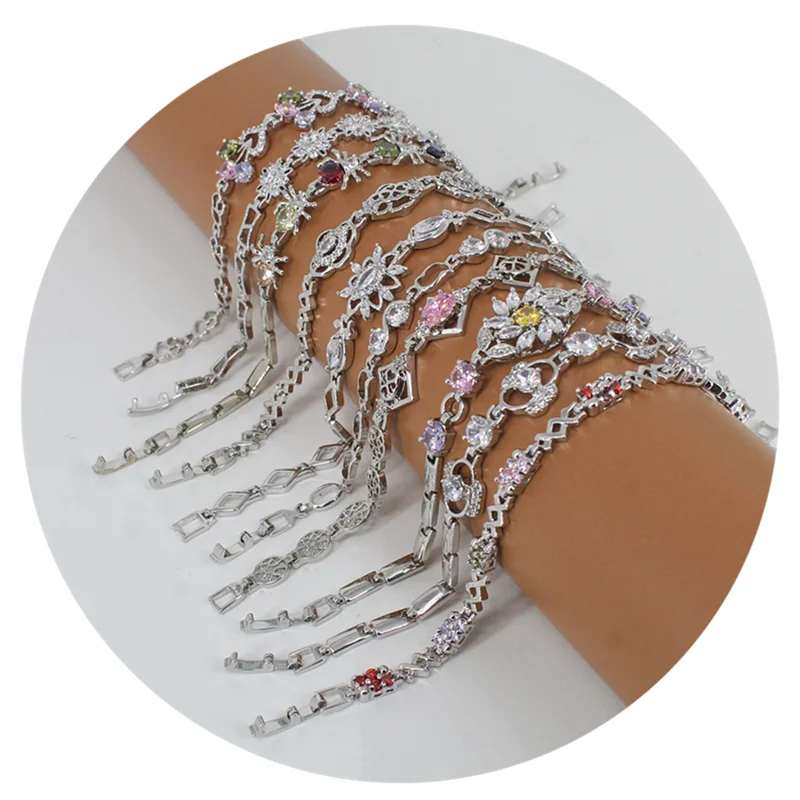 Jewelry selling fashion jewelry brass plated silver bracelet ladies bracelet