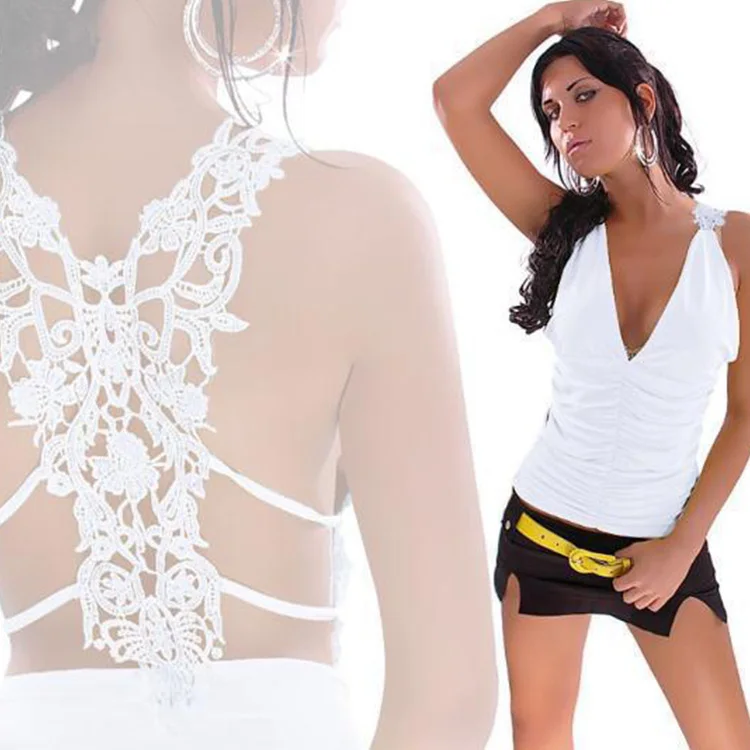 Летние женские блузки и топы, сексуальные кружевные топы с v-образным вырезом