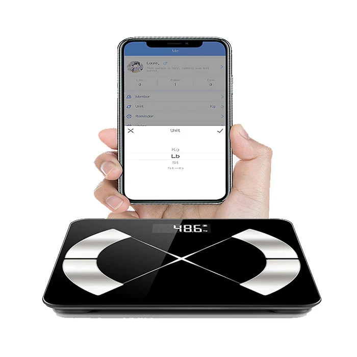 J&R Human Body Weight Measuring Tempered Glass Digital Smart 180kg Wireless Weighing Scale Electronic