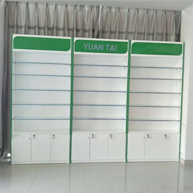 Pharmacy Shop Counter Design Shelves Retail Display Furniture for